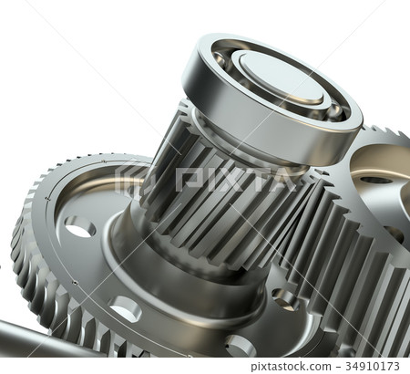 Cog gears mechanism concept. 3d illustration 34910173