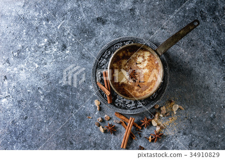 Masala chai with ingredients 34910829