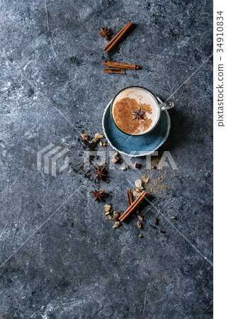 Masala chai with ingredients 34910834