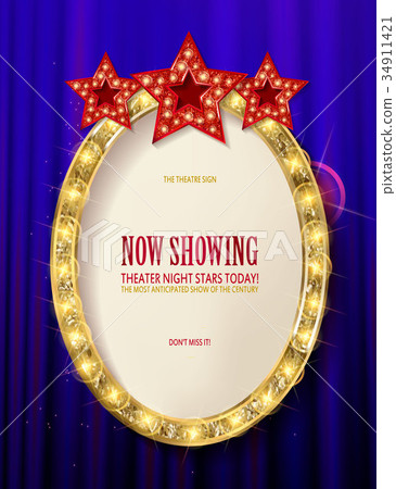 Red vintage frame with three stars 34911421