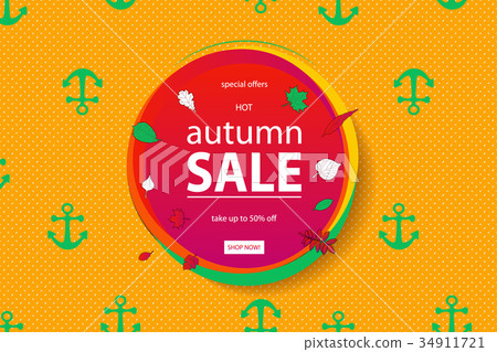 Autumn sale flyer template with lettering. 34911721