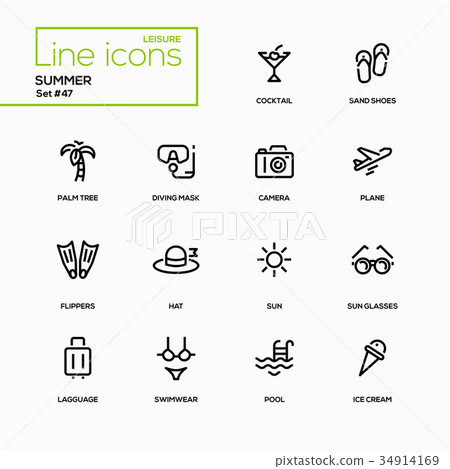 Summer concept - line design icons set 34914169