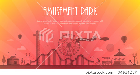Amusement park - modern vector illustration with 34914217