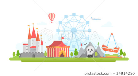 Amusement park - modern flat design style vector Amusement park - modern flat design style vector 34914250