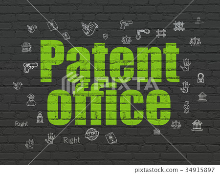 Law concept: Patent Office on wall background Law concept: Patent Office on wall background 34915897