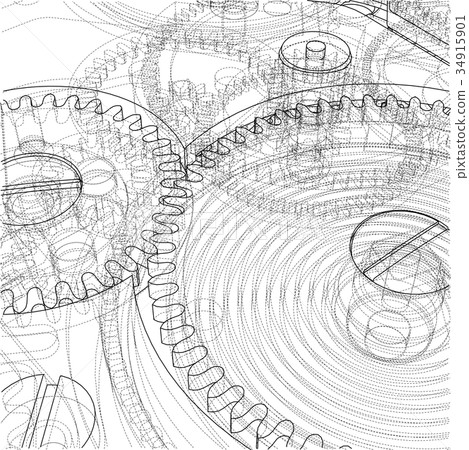 Cogs and Gears of Clock. Vector Cogs and Gears of Clock. Vector 34915901