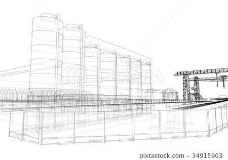 Industrial buildings. Vector 34915903