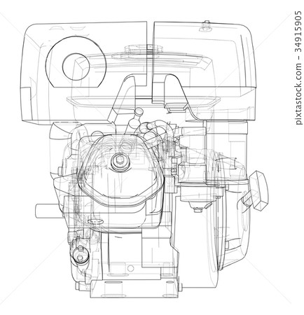 Engine sketch. Vector Engine sketch. Vector 34915905