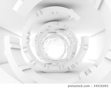 Abstract white tunnel interior, 3 d 34916993