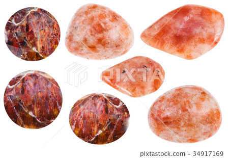 various Andesine (sunstone, heliolite) gemstones 34917169