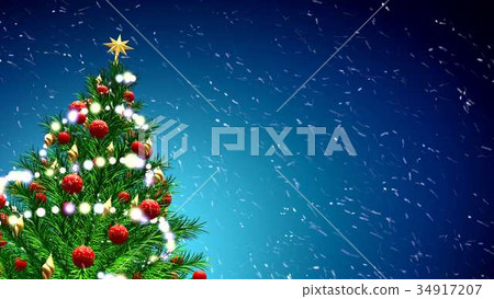 3d illustration of green Christmas tree over blue 3d illustration of green Christmas tree over blue 34917207