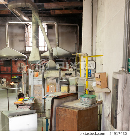 Glass furnace view,Venice,Italy 34917480