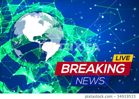 Breaking News Live with World Map on Blue Glowing Breaking News Live with World Map on Blue Glowing 34919533