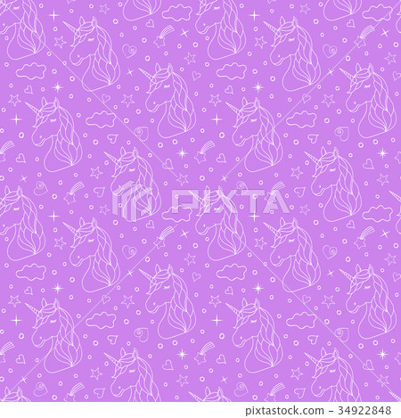 Seamless pattern of hand drawn unicorns Seamless pattern of hand drawn unicorns 34922848