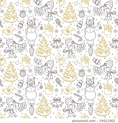 pattern with trees,birds,snowmen pattern with trees,birds,snowmen 34922862