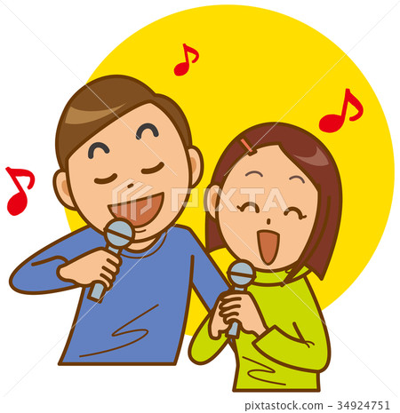 Image illustration of a couple having fun karaoke 34924751