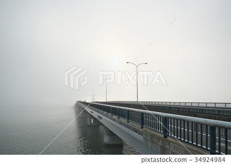Lake Biwa with fog Lake Biwa with fog 34924984