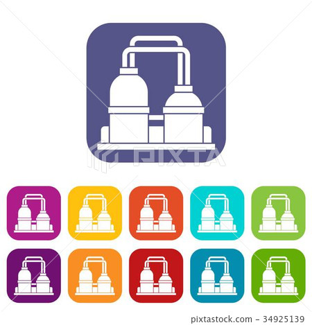 Oil processing factory icons set - Stock Illustration [34925139] - PIXTA