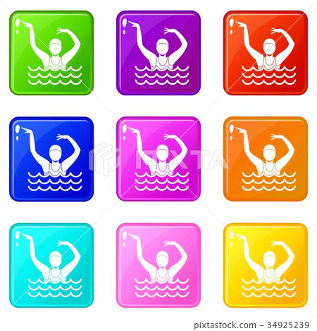 Swimmer in a swimming pool set 9 34925239