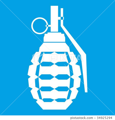 Hand grenade, bomb explosion icon white 34925294