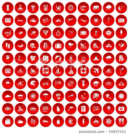 100 surfing icons set red 100 surfing icons set red 34925331