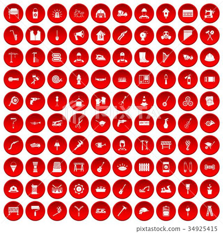 100 tools icons set red 100 tools icons set red 34925415