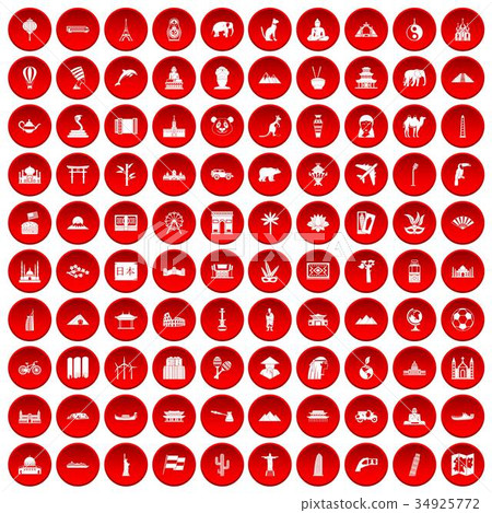 100 world tour icons set red 34925772