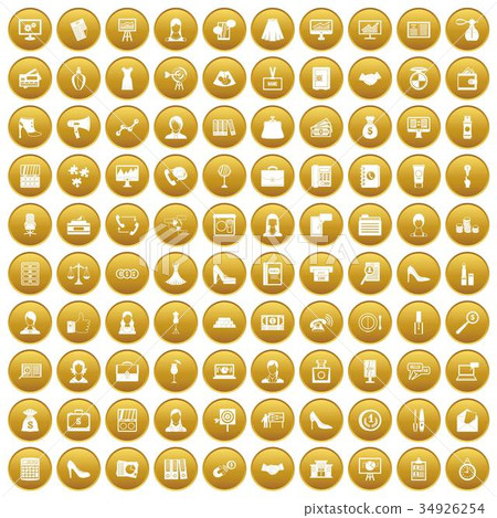 100 business woman icons set gold 100 business woman icons set gold 34926254