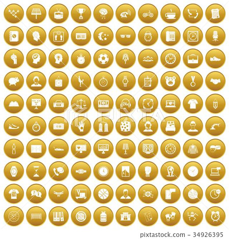 100 clock icons set gold 100 clock icons set gold 34926395