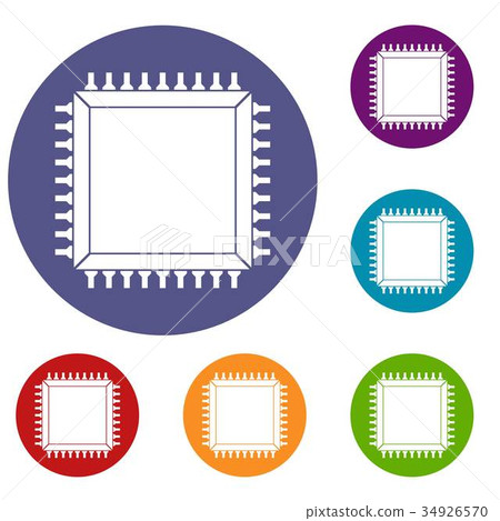 Computer microchip icons set 34926570