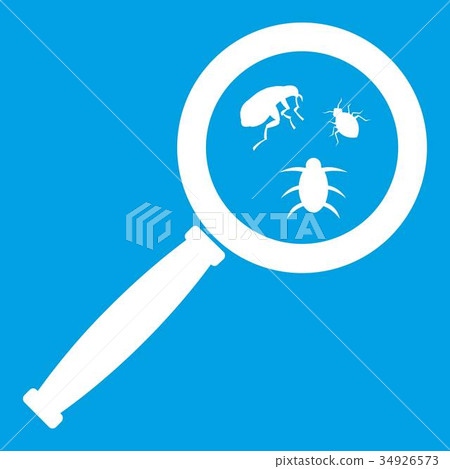 Magnifier and insects icon white 34926573