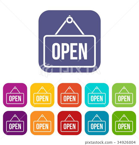 Sign open icons set Sign open icons set 34926804