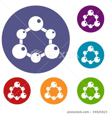 Chemical and physical molecules icons set Chemical and physical molecules icons set 34926923