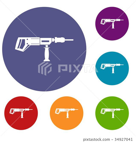Electric drill, perforator icons set Electric drill, perforator icons set 34927041