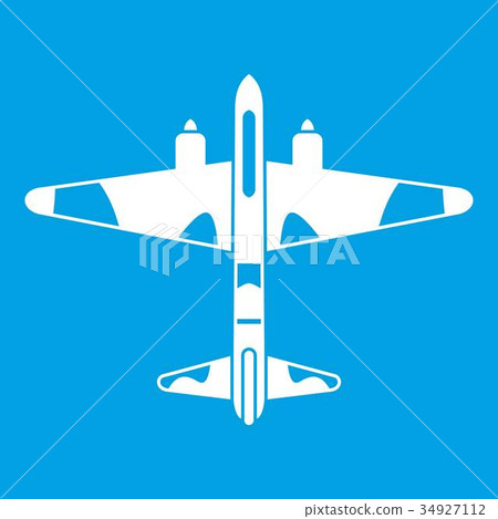 Military fighter aircraft icon white 34927112