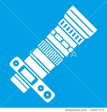 Dslr camera with zoom lens icon white Dslr camera with zoom lens icon white 34927171