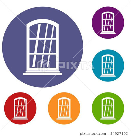White narrow window icons set 34927192