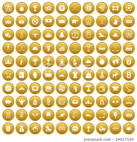 100 hockey icons set gold 100 hockey icons set gold 34927194