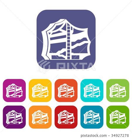 Kimchi, traditional korean food icons set 34927278