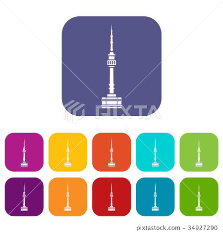 Namsan tower in Seoul icons set Namsan tower in Seoul icons set 34927290
