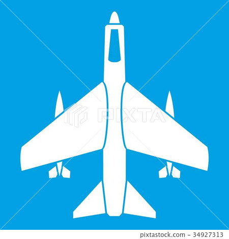 Armed fighter jet icon white Armed fighter jet icon white 34927313