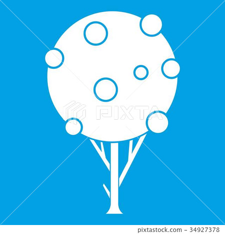 Tree with fruits icon white 34927378