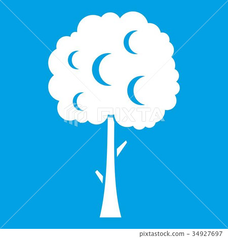 Tree with spherical crown icon white 34927697