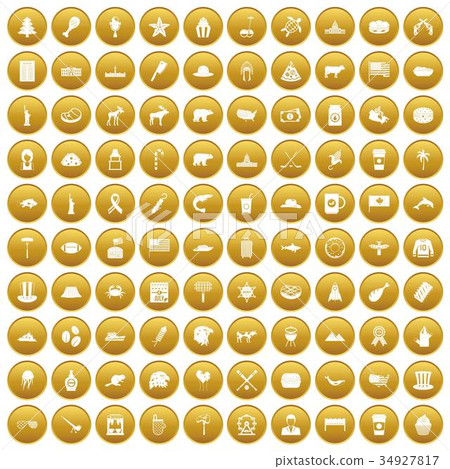 100 North America icons set gold 100 North America icons set gold 34927817