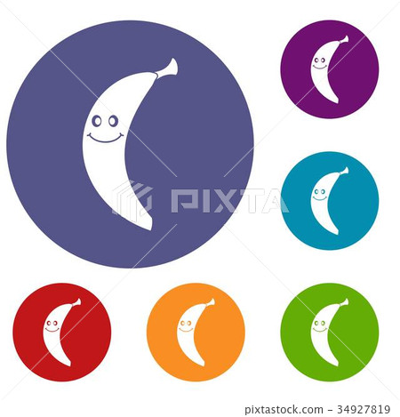 Smiling banana icons set Smiling banana icons set 34927819