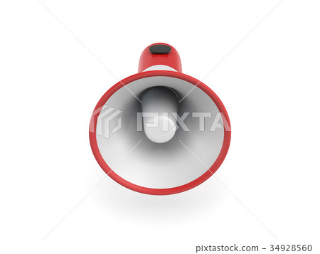 3d rendering of a single red and white megaphone 34928560