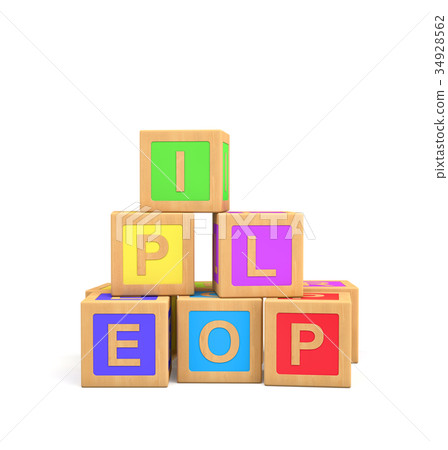 3d rendering of colorful toy blocks with different 34928562