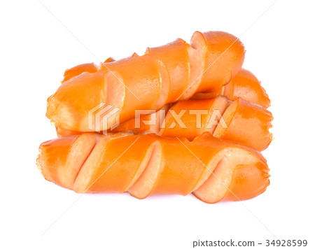 Hot dog fried on white background Hot dog fried on white background 34928599