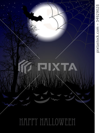 Halloween background with pumpkin silhouettes 34929028