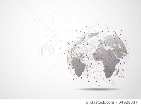 Global network connection. World map point 34929337